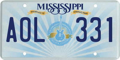 MS license plate AOL331