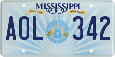 MS license plate AOL342