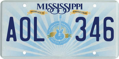 MS license plate AOL346