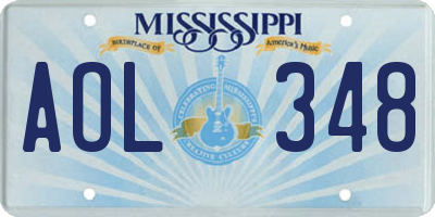 MS license plate AOL348