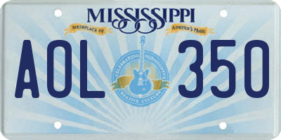 MS license plate AOL350