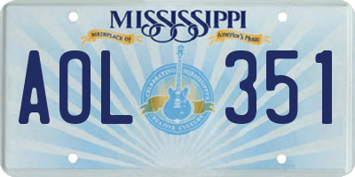 MS license plate AOL351