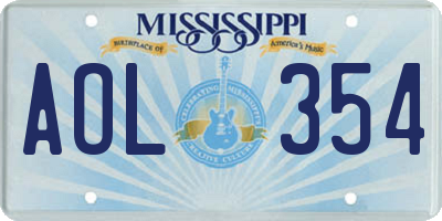 MS license plate AOL354