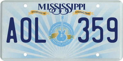 MS license plate AOL359