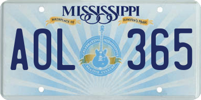 MS license plate AOL365