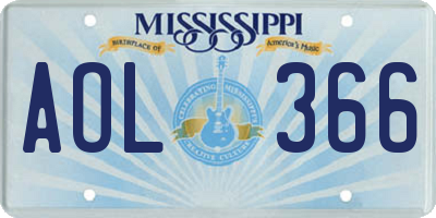 MS license plate AOL366