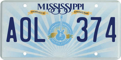 MS license plate AOL374