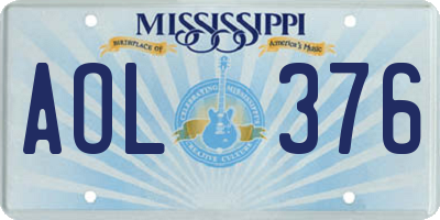 MS license plate AOL376