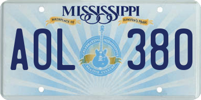 MS license plate AOL380