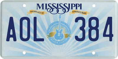 MS license plate AOL384