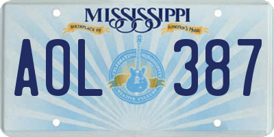 MS license plate AOL387