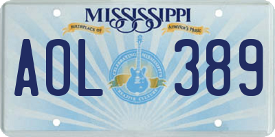 MS license plate AOL389