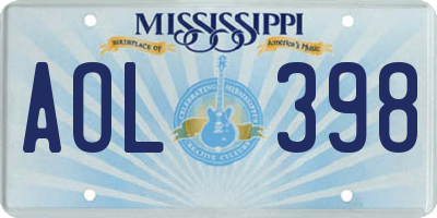 MS license plate AOL398