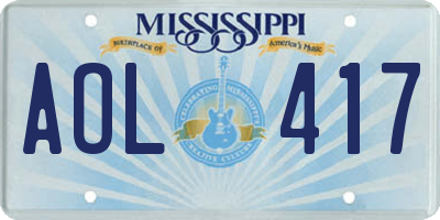 MS license plate AOL417