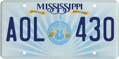 MS license plate AOL430