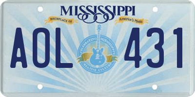 MS license plate AOL431