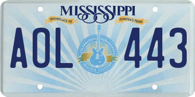 MS license plate AOL443