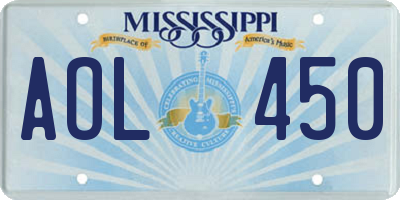 MS license plate AOL450
