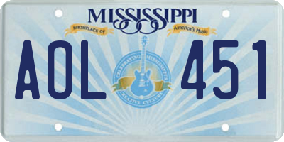 MS license plate AOL451