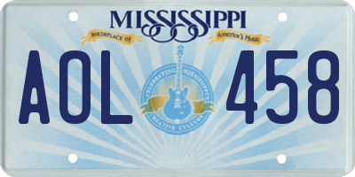 MS license plate AOL458