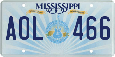 MS license plate AOL466