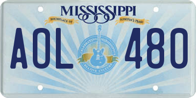 MS license plate AOL480