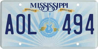 MS license plate AOL494