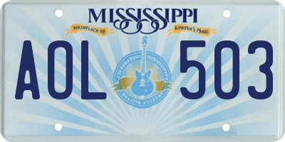 MS license plate AOL503