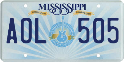 MS license plate AOL505