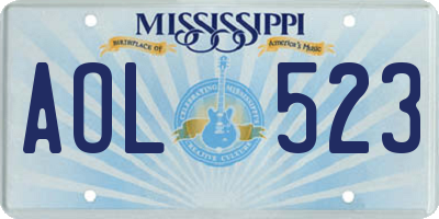 MS license plate AOL523