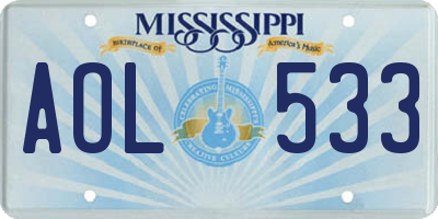 MS license plate AOL533