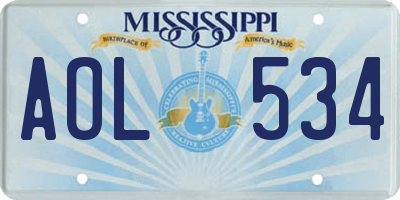 MS license plate AOL534