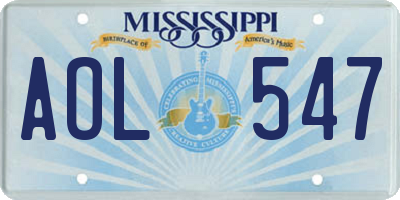 MS license plate AOL547