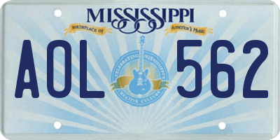 MS license plate AOL562