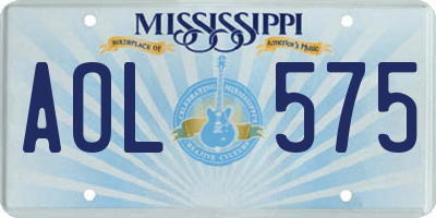 MS license plate AOL575