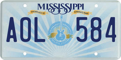 MS license plate AOL584