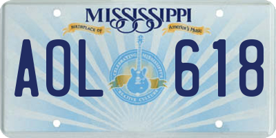MS license plate AOL618