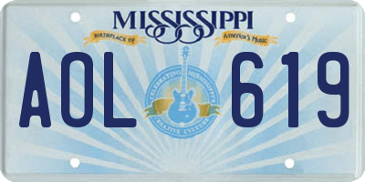 MS license plate AOL619