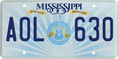 MS license plate AOL630