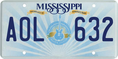 MS license plate AOL632