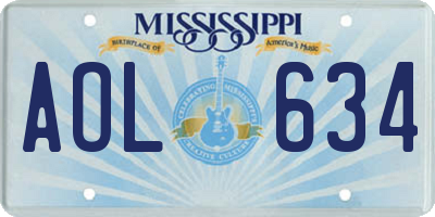 MS license plate AOL634