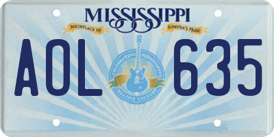 MS license plate AOL635