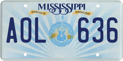 MS license plate AOL636