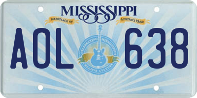 MS license plate AOL638