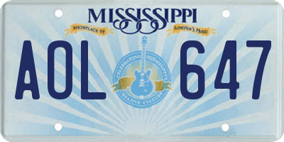 MS license plate AOL647