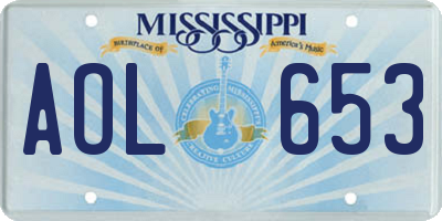 MS license plate AOL653