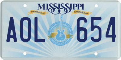 MS license plate AOL654