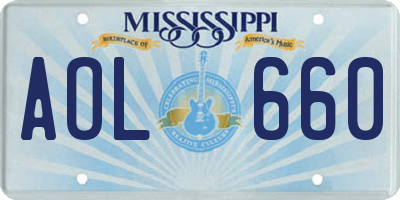 MS license plate AOL660