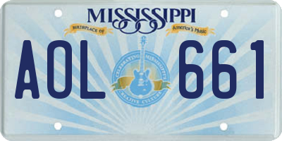 MS license plate AOL661