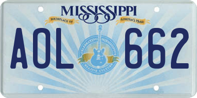 MS license plate AOL662